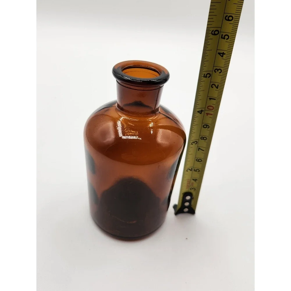 New 6 Small Amber Glass Vases